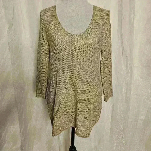 Gold See-Through Long Blouse - Picture 1 of 6